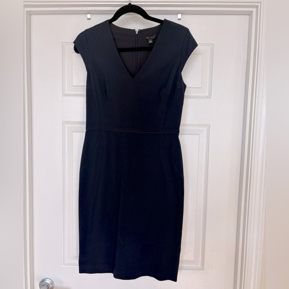 Navy v-neck sheath dress from Ann Taylor